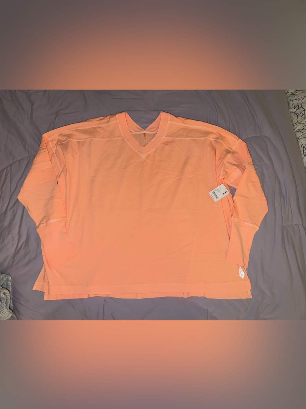 Free People Oversized Lightweight varsity long sleeve in Coral